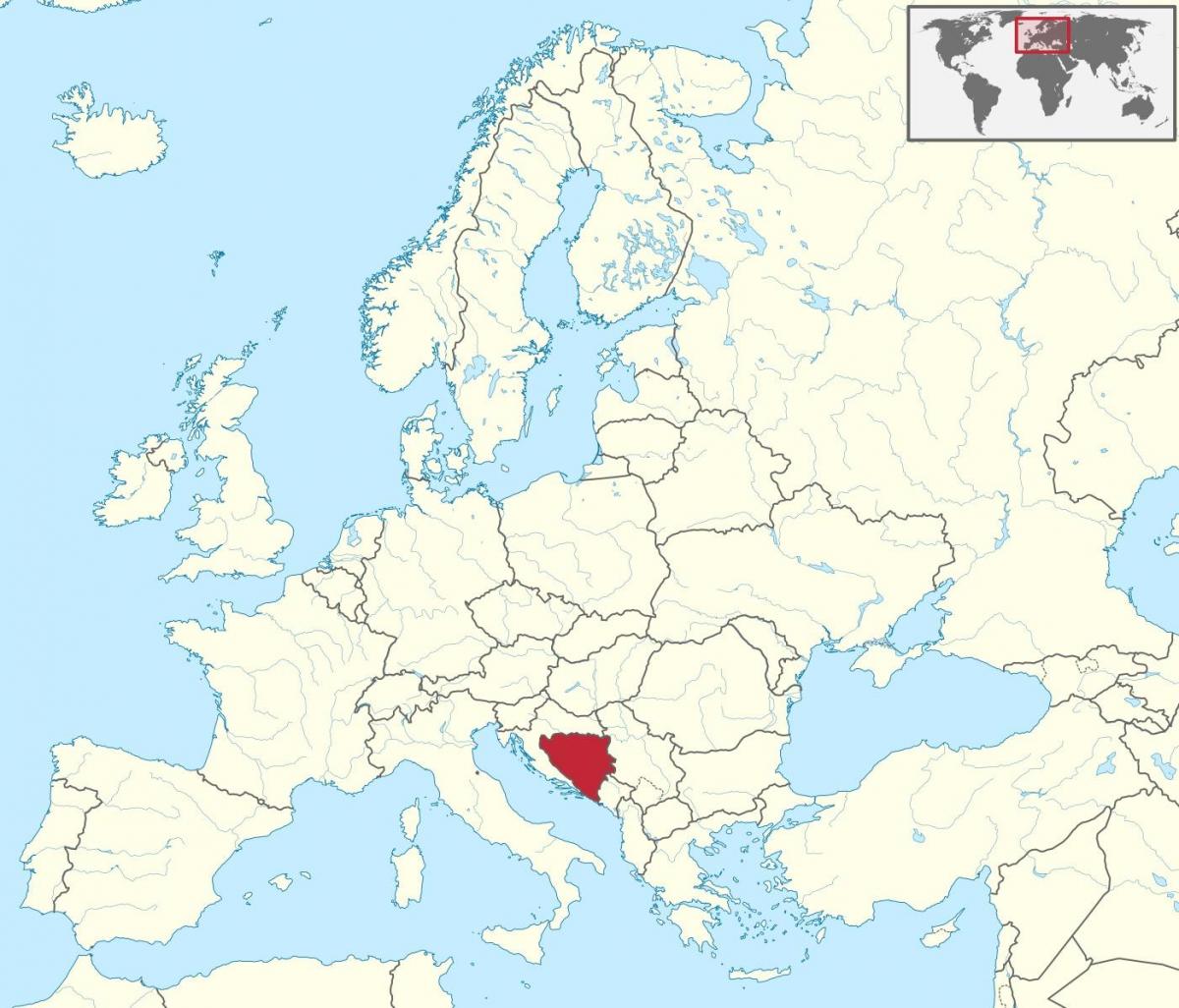 Bosnia su una mappa dell'europa