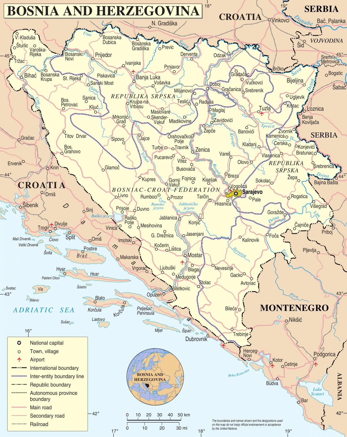 mappa della Bosnia
