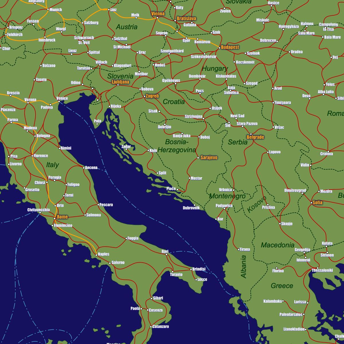 Bosnia ferroviaria mappa