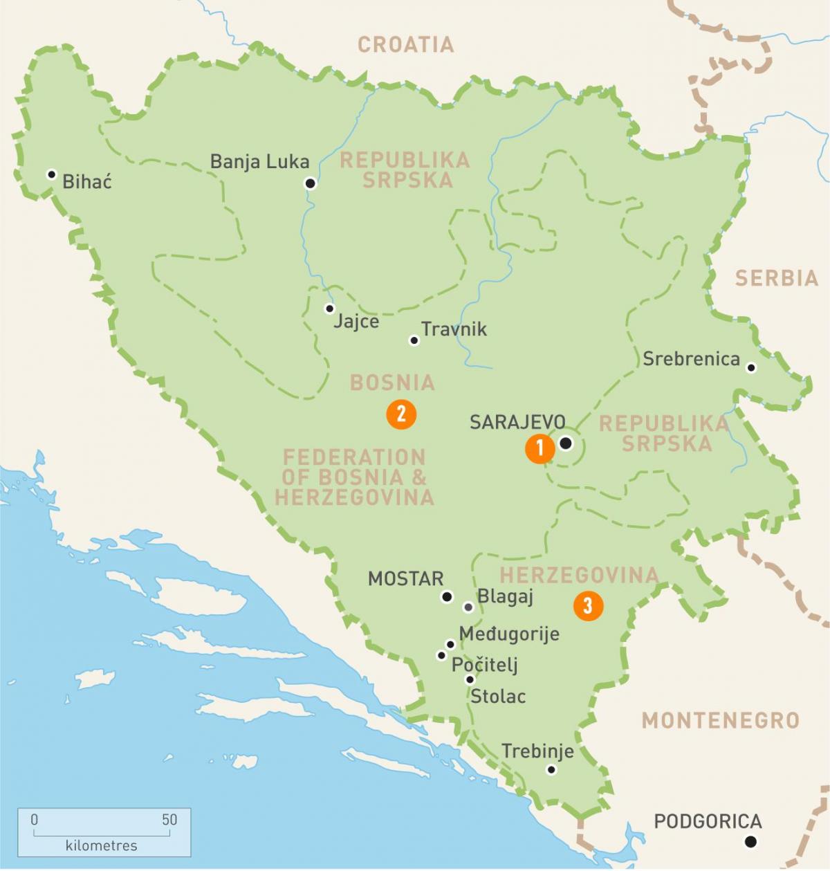 Mappa di sarajevo Bosnia