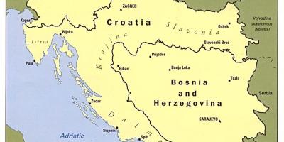 Mappa della Bosnia-Erzegovina e nei paesi limitrofi,